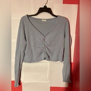 Ribbed Long Sleeve Blue Shirt